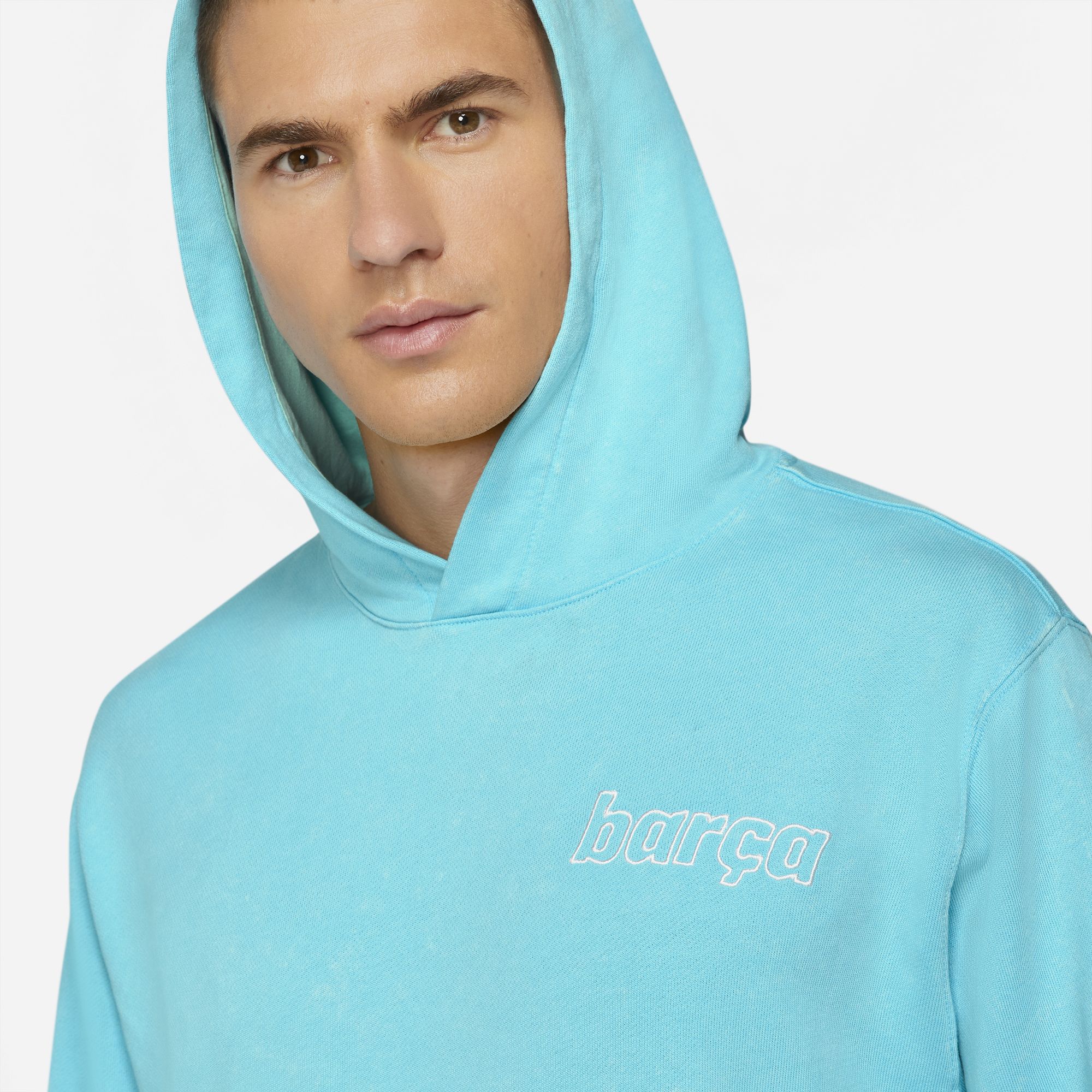 FC Barcelona Men's French Terry Pullover Hoodie - DC7277-425-NIKE by Nike | Available at Niky's Sports