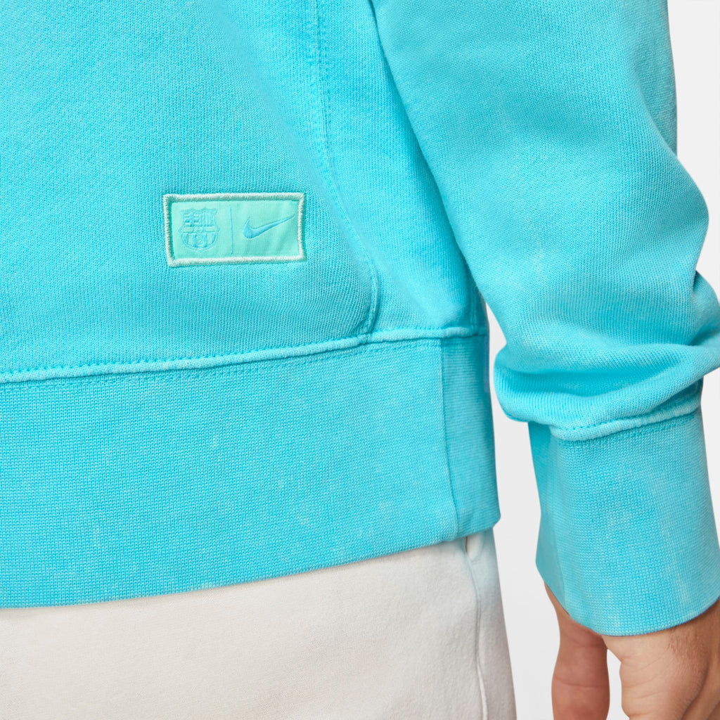 FC Barcelona Men's French Terry Pullover Hoodie - DC7277-425-NIKE by Nike | Available at Niky's Sports