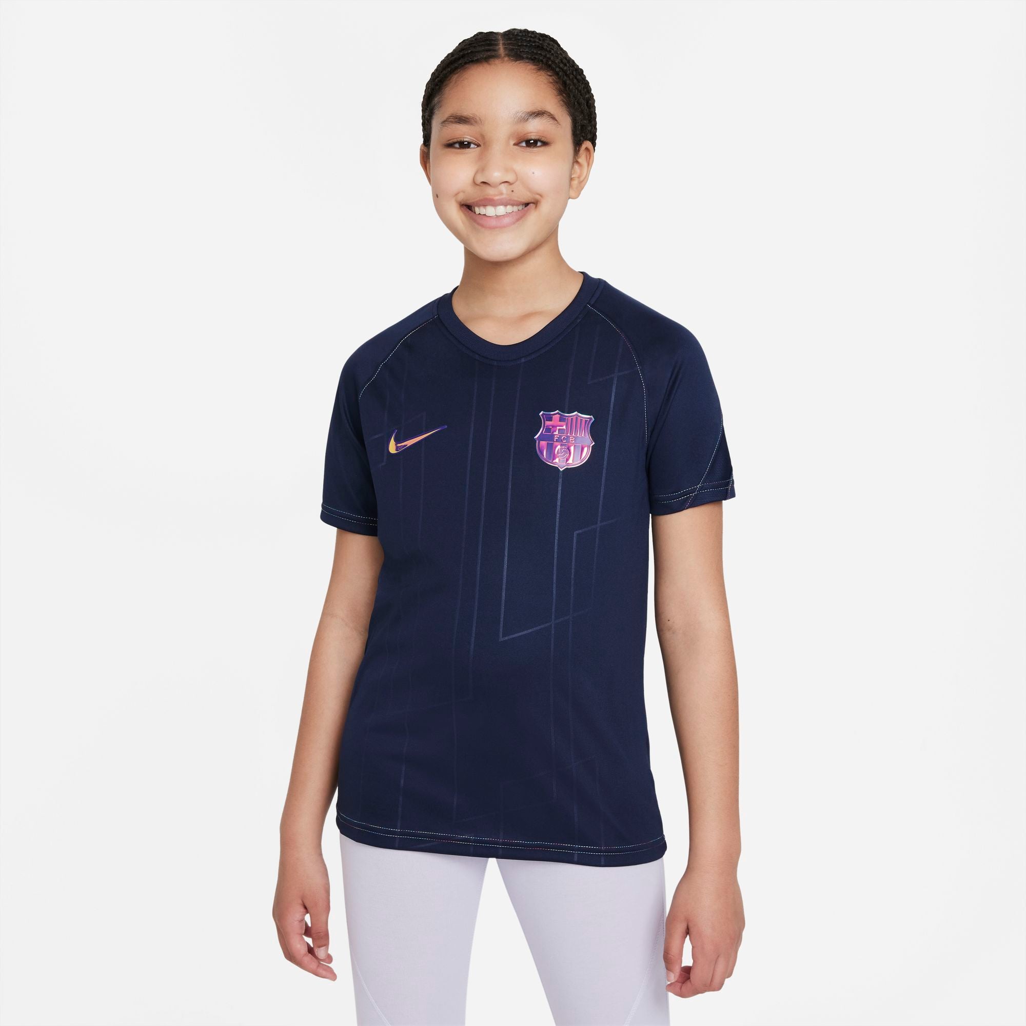 FC Barcelona Away Big Kids' Nike Dri-FIT Pre-Match Soccer Top