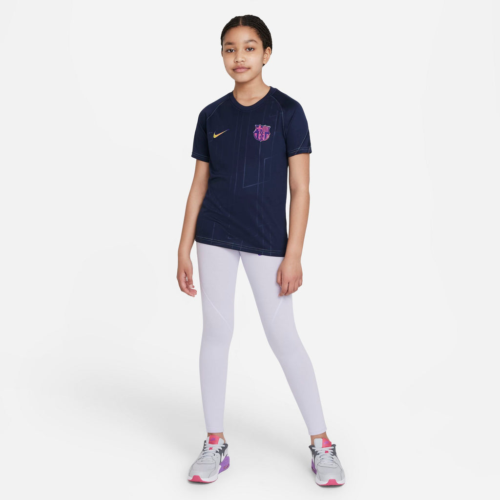 FC Barcelona Away Big Kids' Nike Dri-FIT Pre-Match Soccer Top - DH2039-452-NIKE by Nike | Available at Niky's Sports