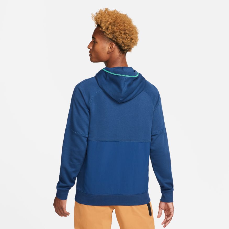 Nike  Brazil Travel Men's Fleece Soccer Hoodie - DH4822-490-NIKE by Nike | Available at Niky's Sports
