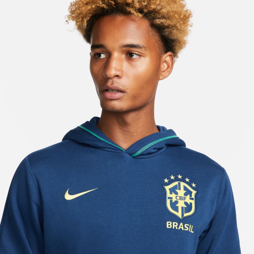 Nike  Brazil Travel Men's Fleece Soccer Hoodie - DH4822-490-NIKE by Nike | Available at Niky's Sports