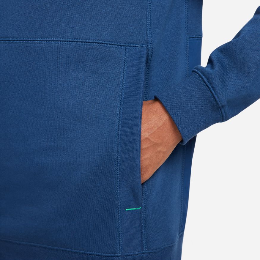 Nike  Brazil Travel Men's Fleece Soccer Hoodie - DH4822-490-NIKE by Nike | Available at Niky's Sports