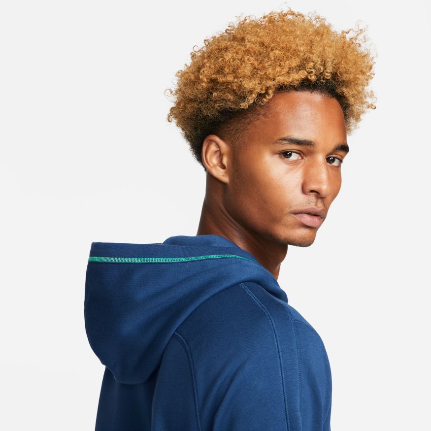 Nike  Brazil Travel Men's Fleece Soccer Hoodie - DH4822-490-NIKE by Nike | Available at Niky's Sports