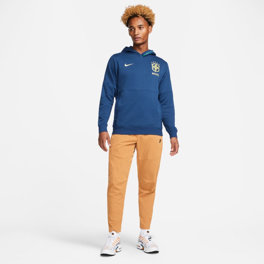 Nike  Brazil Travel Men's Fleece Soccer Hoodie - DH4822-490-NIKE by Nike | Available at Niky's Sports