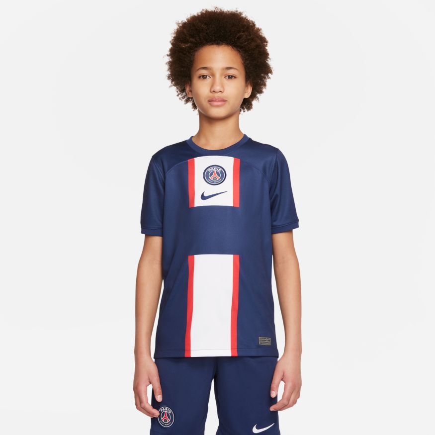 Paris Saint-Germain 2022/23 Stadium Home Big Kids' Nike Dri-FIT Soccer Jersey - DJ7865-411-NIKE by Nike | Available at Niky's Sports