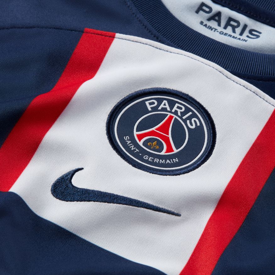 Paris Saint-Germain 2022/23 Stadium Home Big Kids' Nike Dri-FIT Soccer Jersey - DJ7865-411-NIKE by Nike | Available at Niky's Sports