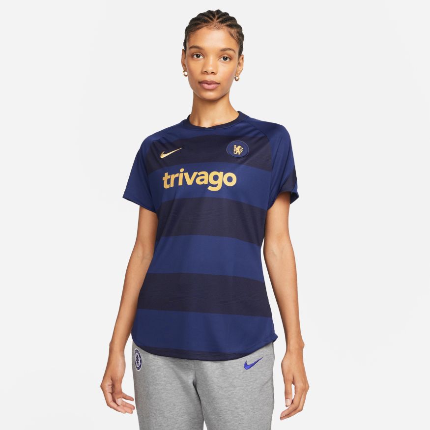 Chelsea FC Women&#39;s Nike Dri-FIT Pre-Match Short-Sleeve Soccer Top - DQ0548-422-NIKE by Nike | Available at Niky&#39;s Sports