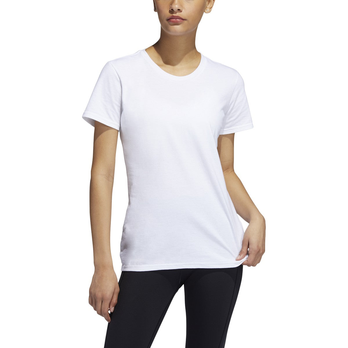 adidas Amplifier Women's Blank Tee - White - EH4469-ADIDAS by Adidas | Available at Niky's Sports