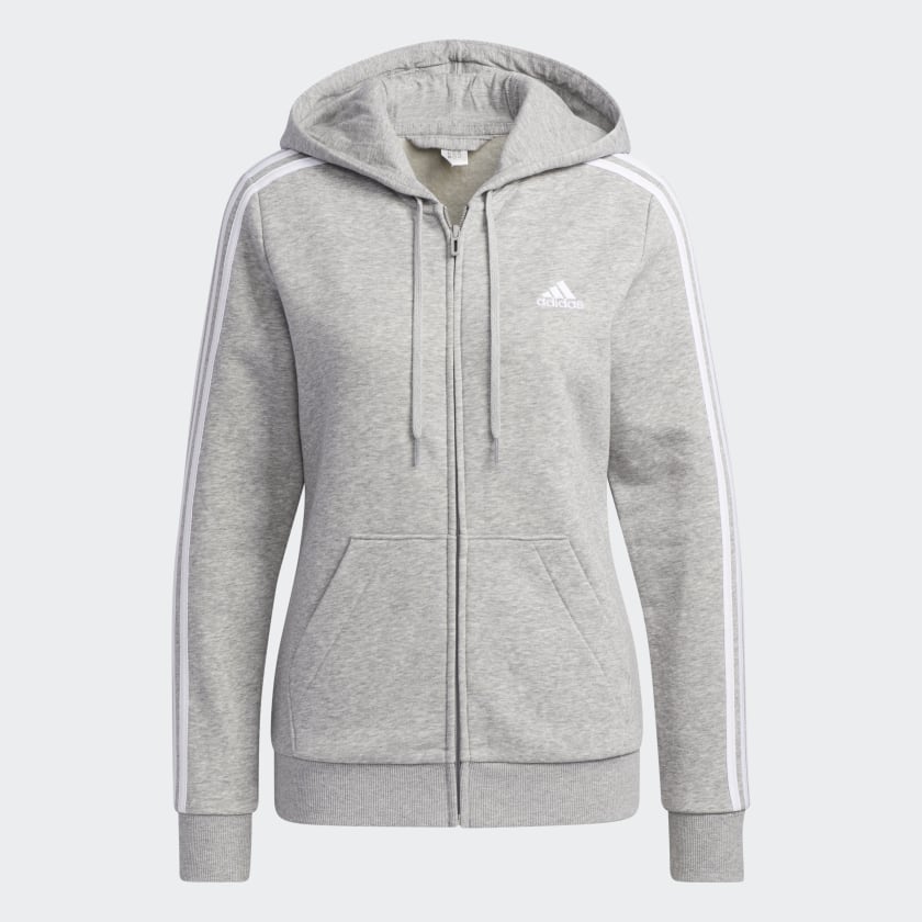 ESSENTIALS FLEECE 3-STRIPES FULL-ZIP HOODIE WOMEN'S