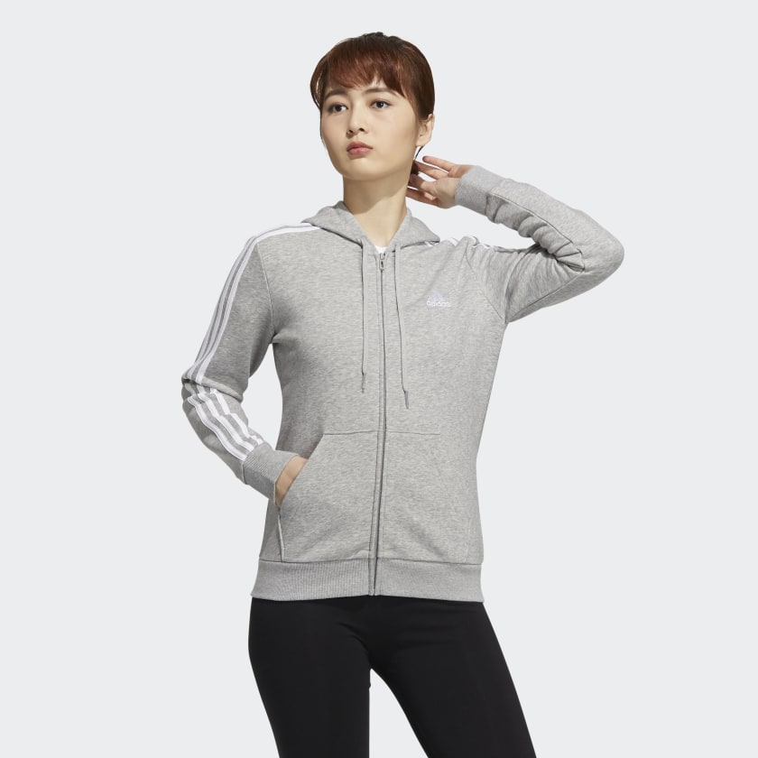 Adidas grey 2024 zip hoodie women's