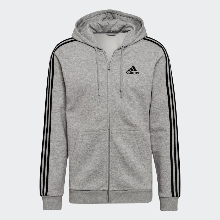 ESSENTIALS FLEECE 3-STRIPES FULL-ZIP HOODIE