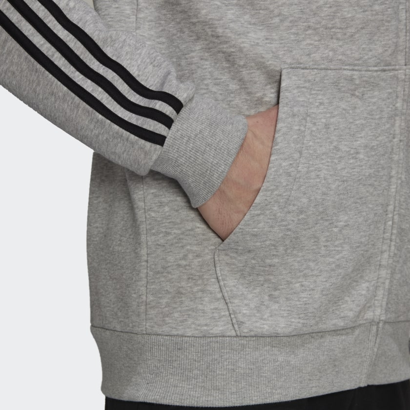 ESSENTIALS FLEECE 3-STRIPES FULL-ZIP HOODIE