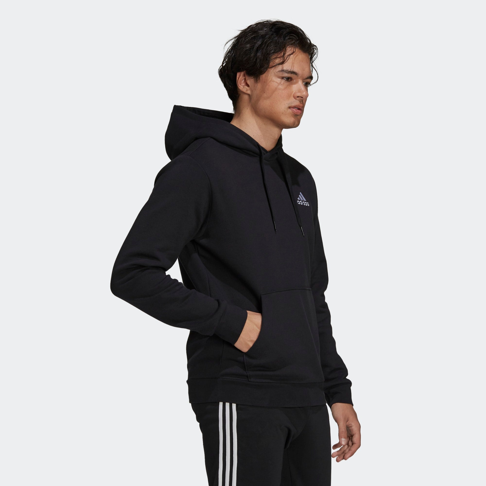 ADIDAS ESSENTIALS FLEECE HOODIE - BLACK - GV5294-ADIDAS by adidas | Available at Niky's Sports