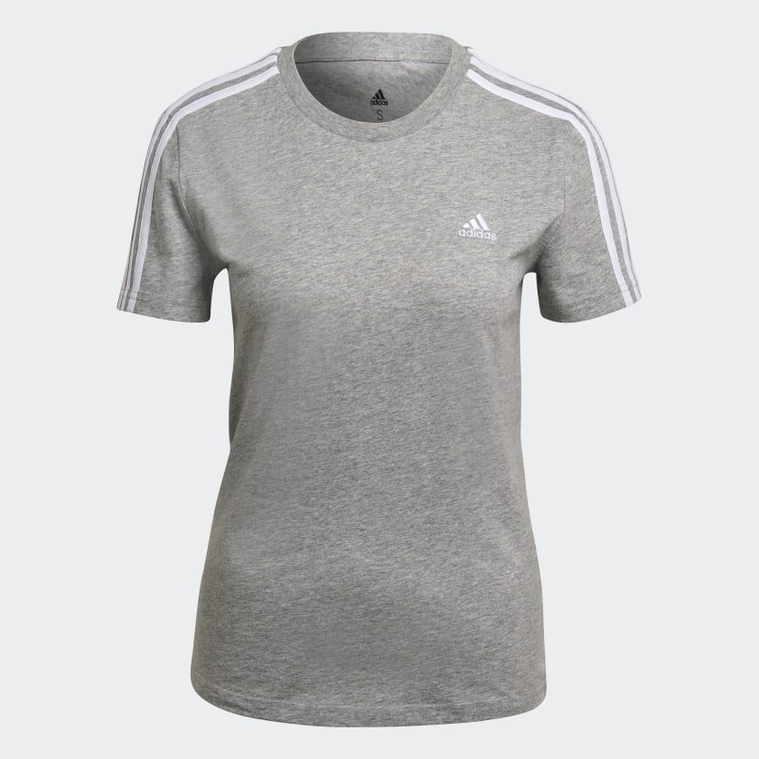 LOUNGEWEAR ESSENTIALS SLIM 3-STRIPES TEE WOMEN'S - GL0785-ADIDAS by Adidas | Available at Niky's Sports