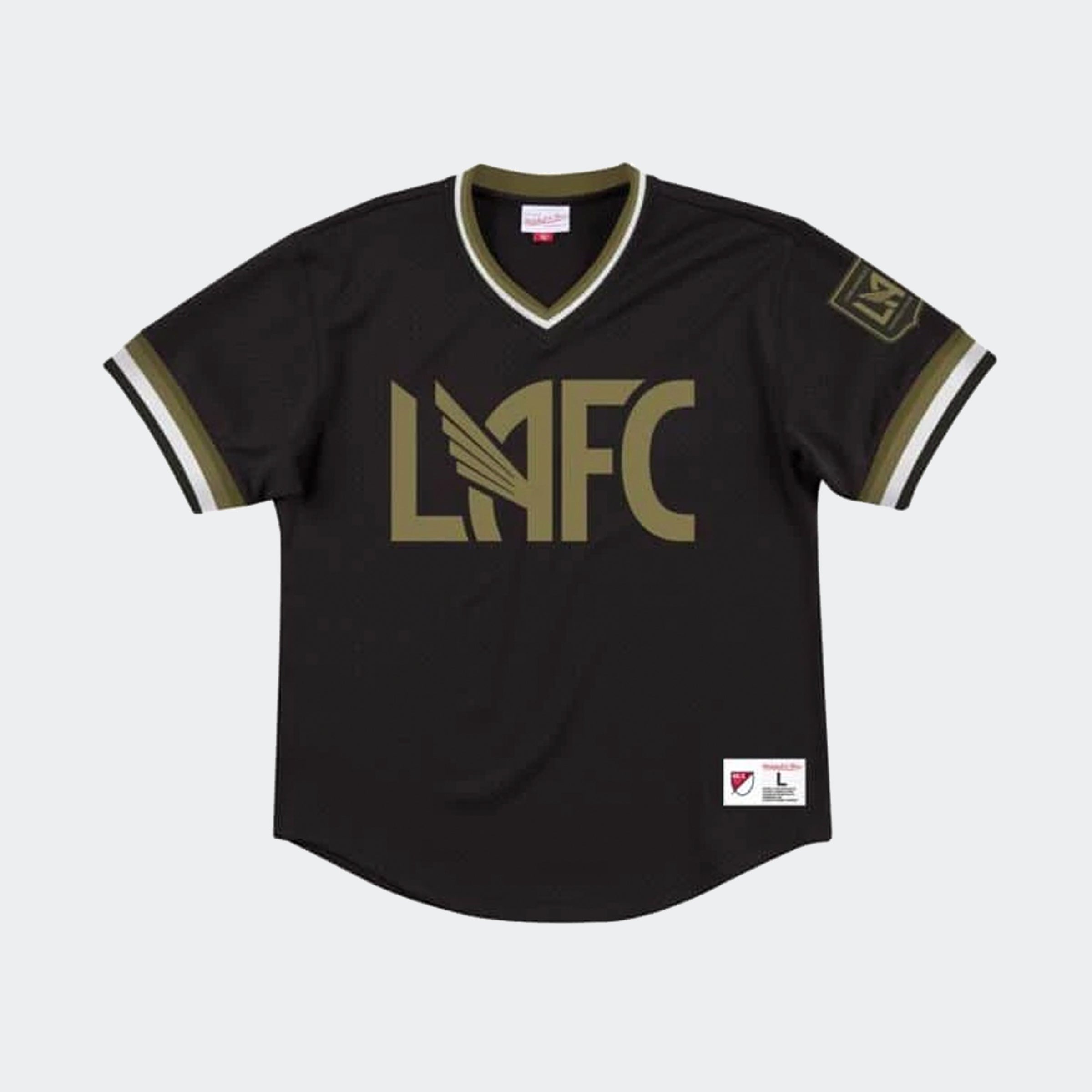 LAFC Special Script Mesh V-Neck Jersey - MSPOMG18058-LAFBLCK-MITCHELL & NESS by Mitchell & Ness | Available at Niky's Sports