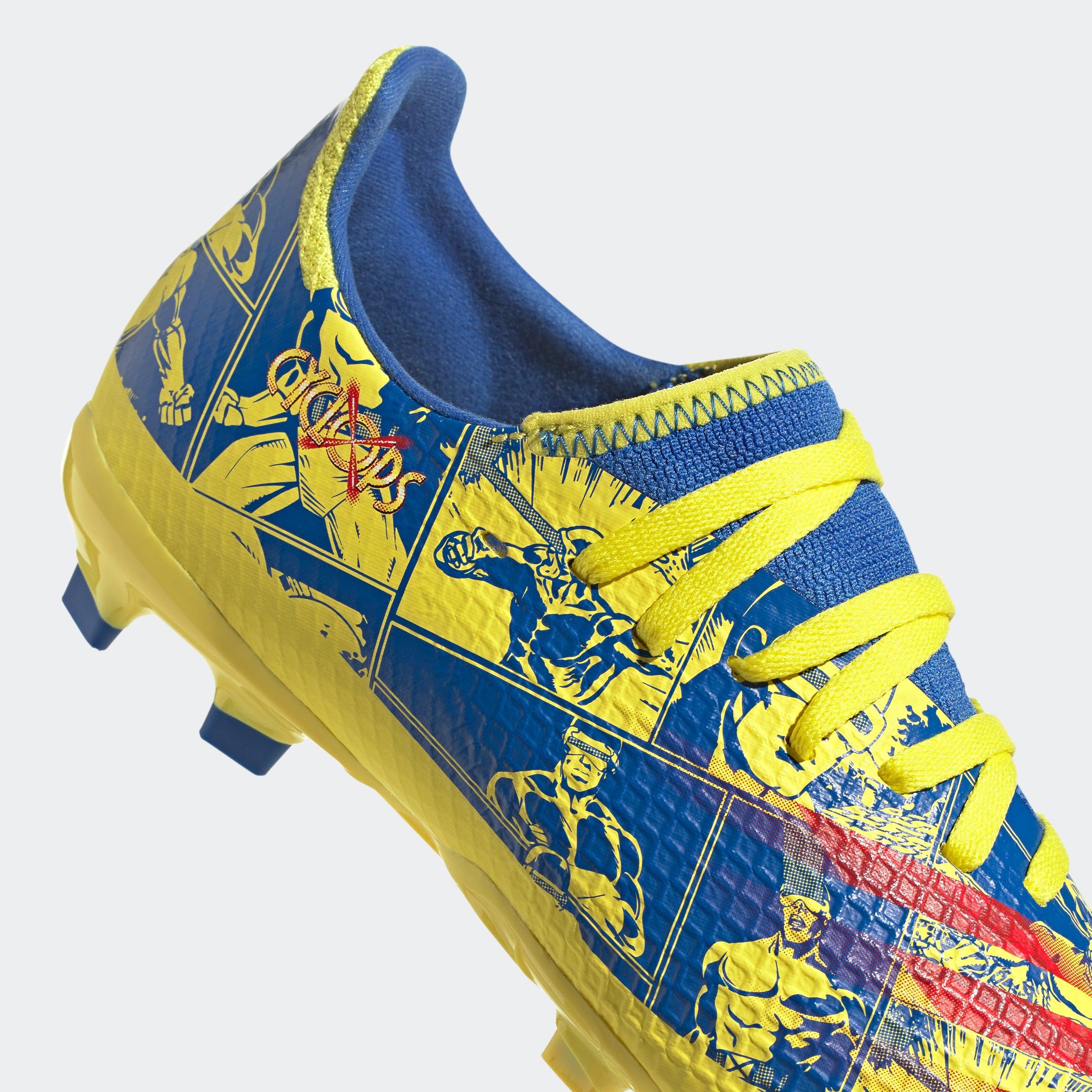 adidas Marvel X Ghosted.3 FG Kid's Cleats - Blue/Vivid Red/Bright Yellow