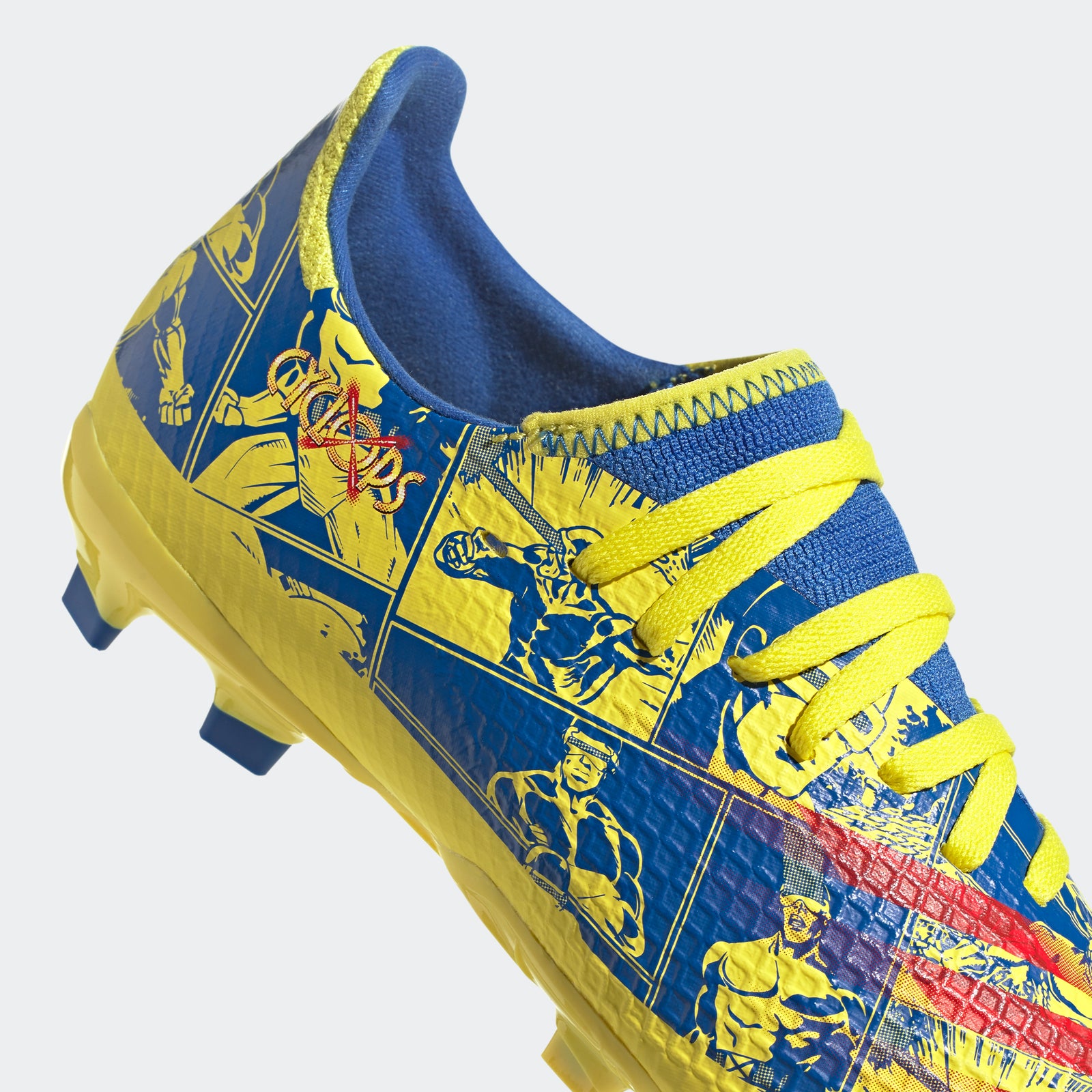 adidas Marvel X Ghosted.3 FG Kid's Cleats - Blue/Vivid Red/Bright Yellow