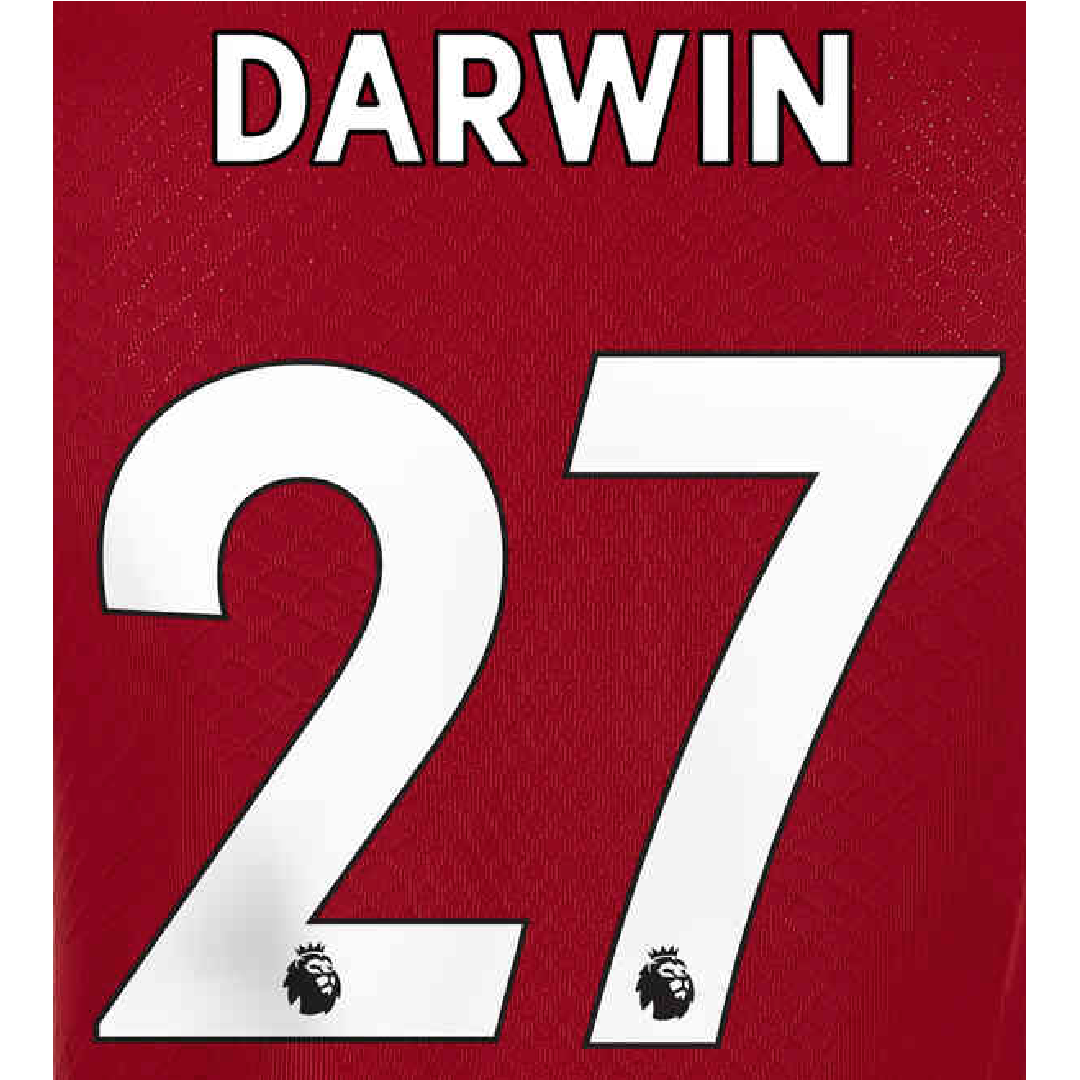 EPL DARWIN WHITE NAME AND NUMBER SET 22-23 - EPL19-DARWIN-W-AUTHENTIC by Authentic | Available at Niky's Sports