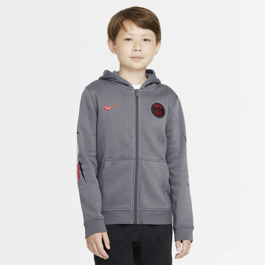 NIKE YOUTH PARIS SAINT GERMAIN FULL ZIP HOODIE - DB8159-025-NIKE by Nike | Available at Niky's Sports