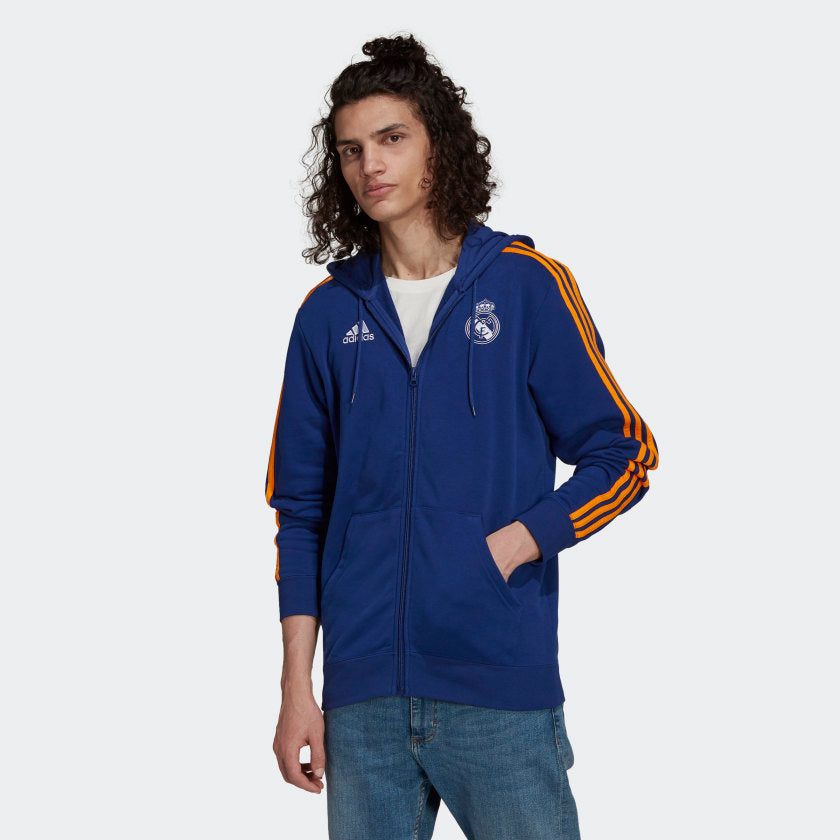 REAL MADRID 3-STRIPES FULL-ZIP HOODIE