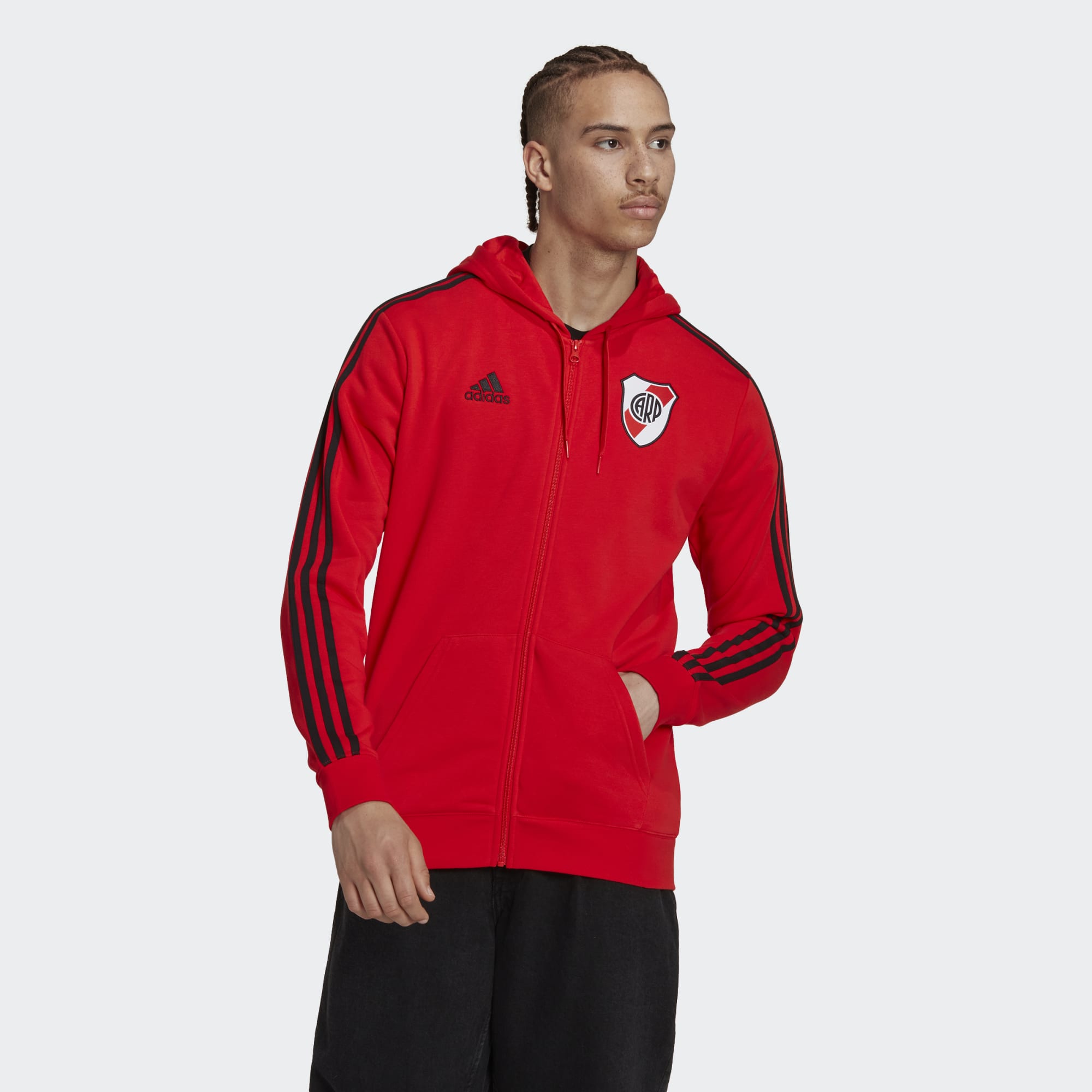 adidas RIVER PLATE 3-STRIPES MEN'S HOODIE - HC1106-ADIDAS by adidas | Available at Niky's Sports