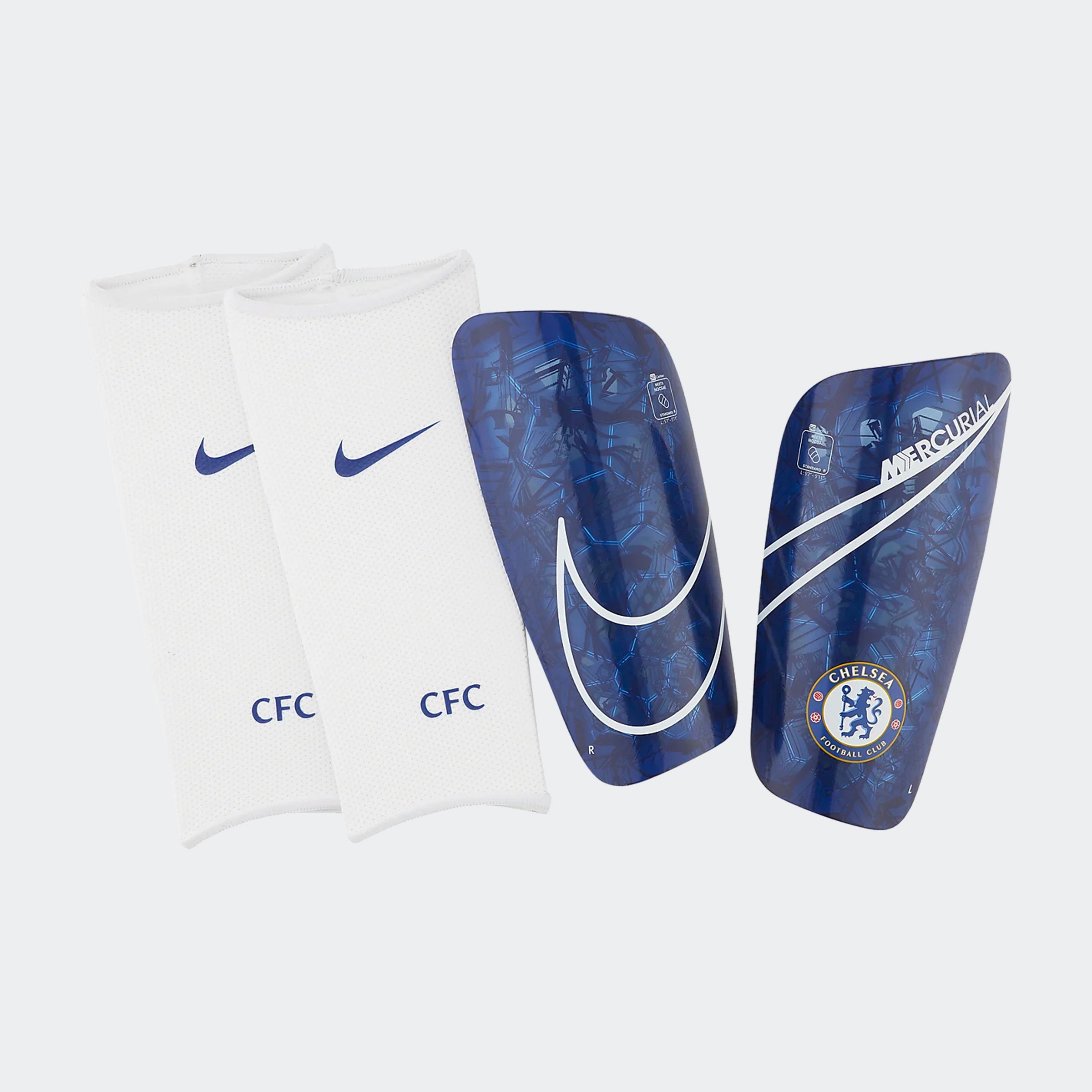 Chelsea FC Mercurial Lite Shin Guards - Rush Blue/White - SP2172-495-NIKE by Nike | Available at Niky's Sports