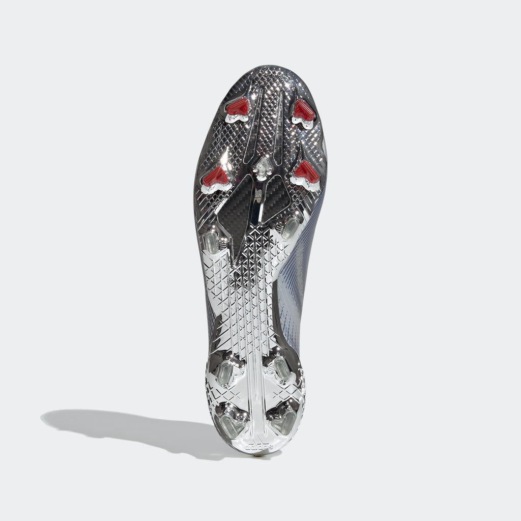 X Ghosted+ FG Cleats - Silver Metallic/Core Black/Scarlet - FW8426-ADIDAS by Adidas | Available at Niky's Sports