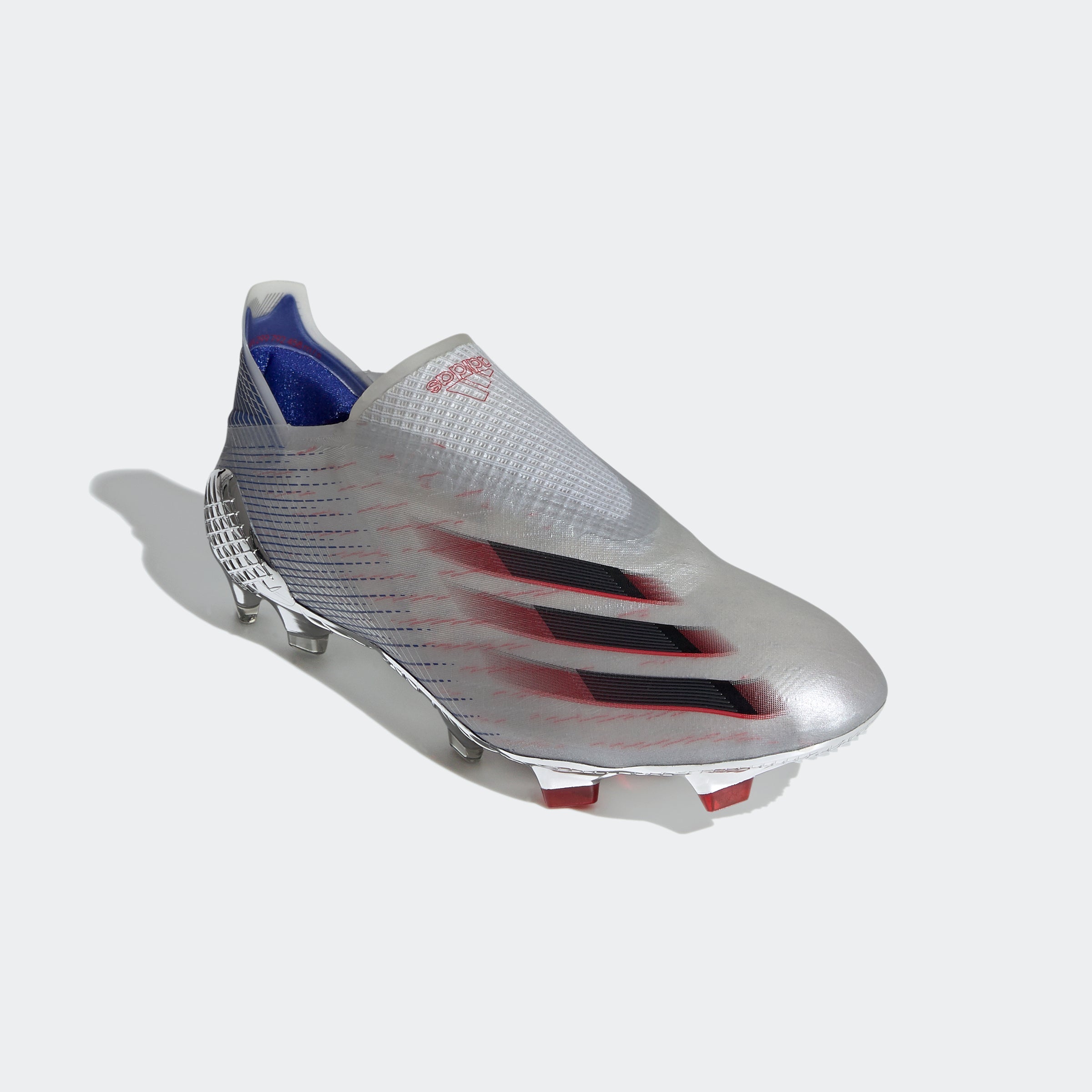 X Ghosted+ FG Cleats - Silver Metallic/Core Black/Scarlet - FW8426-ADIDAS by Adidas | Available at Niky's Sports