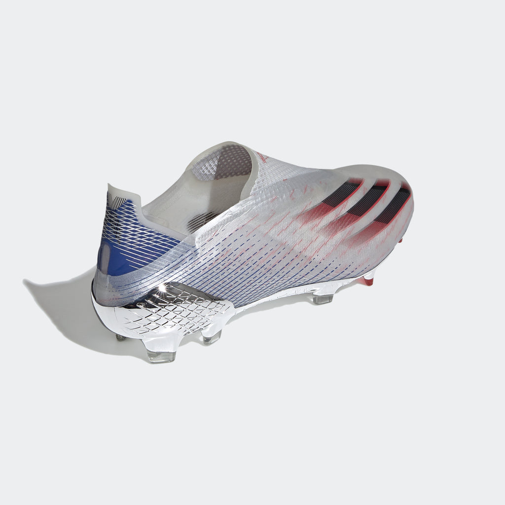 X Ghosted+ FG Cleats - Silver Metallic/Core Black/Scarlet - FW8426-ADIDAS by Adidas | Available at Niky's Sports