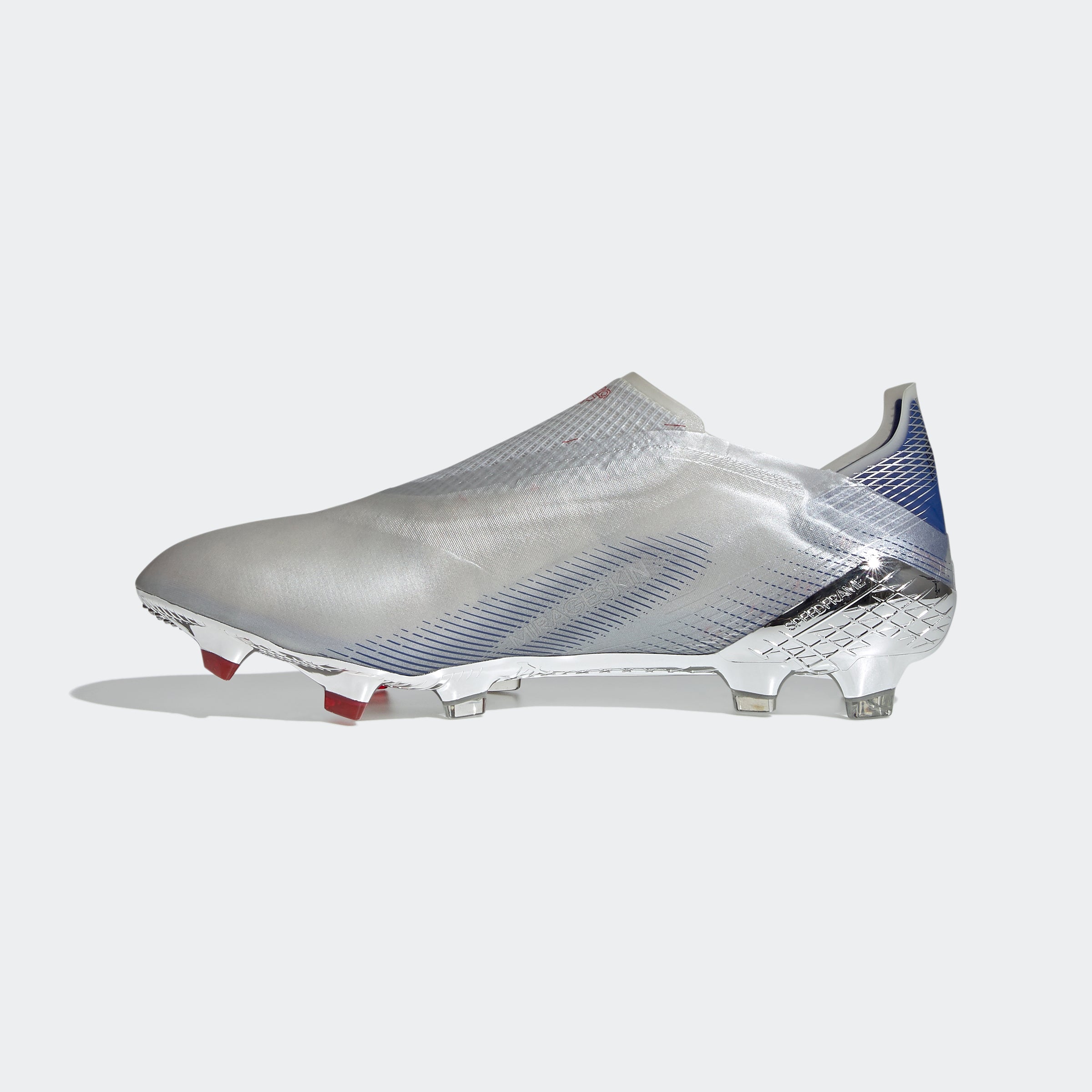 X Ghosted+ FG Cleats - Silver Metallic/Core Black/Scarlet - FW8426-ADIDAS by Adidas | Available at Niky's Sports