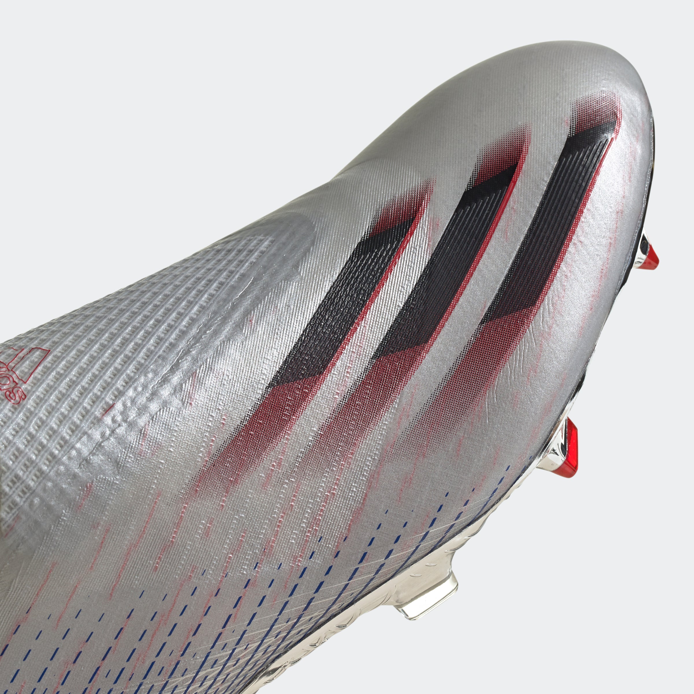 X Ghosted+ FG Cleats - Silver Metallic/Core Black/Scarlet - FW8426-ADIDAS by Adidas | Available at Niky's Sports