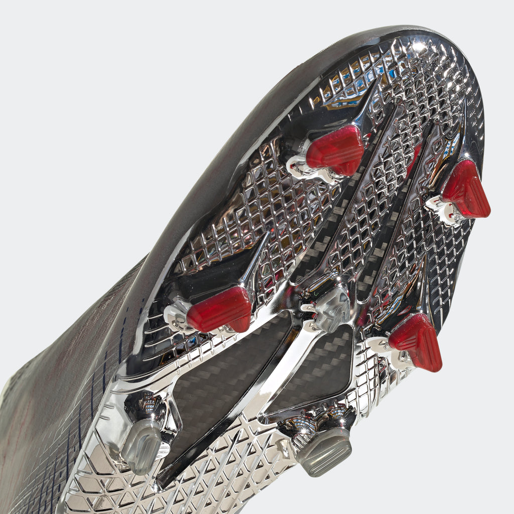 X Ghosted+ FG Cleats - Silver Metallic/Core Black/Scarlet - FW8426-ADIDAS by Adidas | Available at Niky's Sports