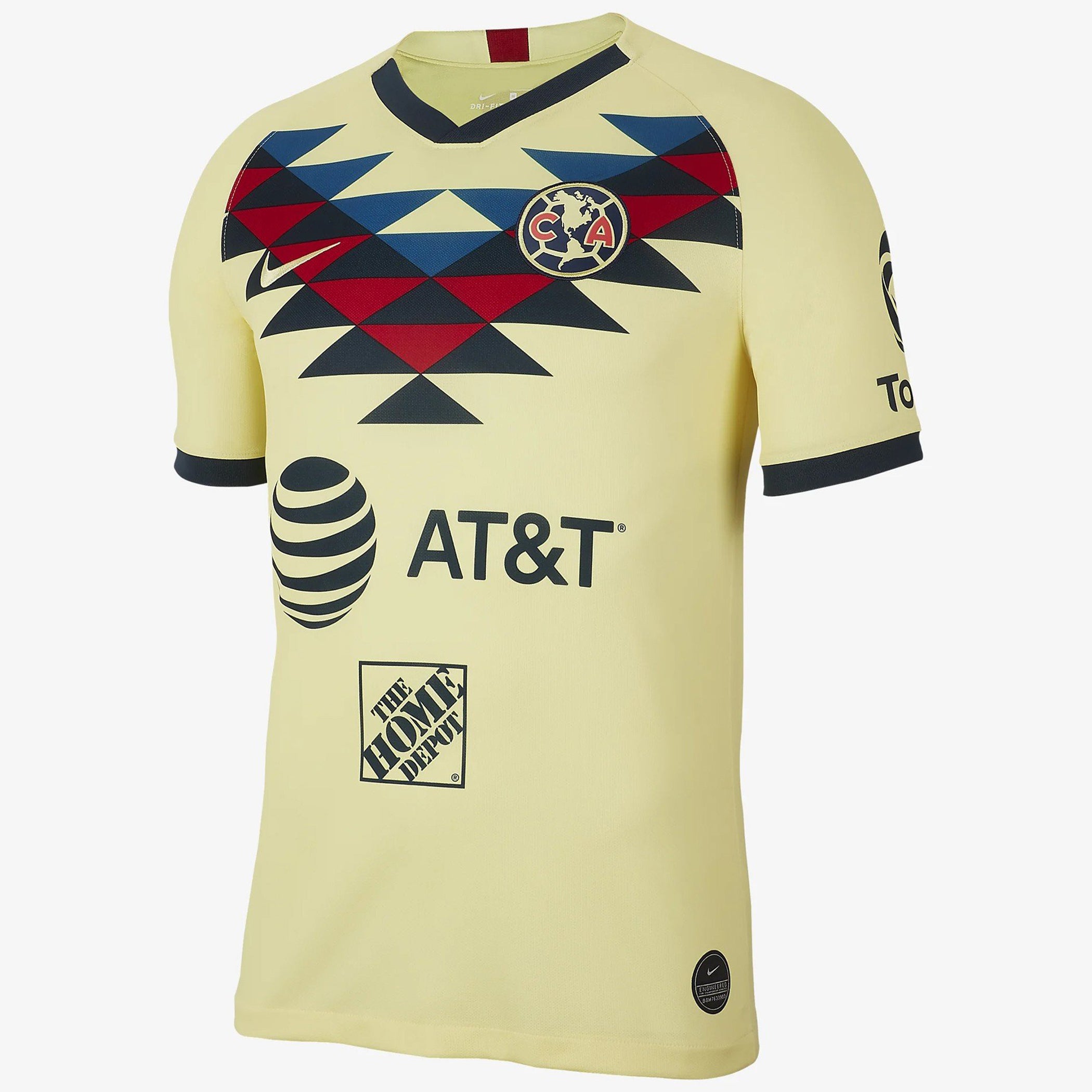 Men's Club America 19/20 Home Jersey - Lemon Chiffon/Armory Navy/Gym Red - AJ5527-707-NIKE by Nike | Available at Niky's Sports