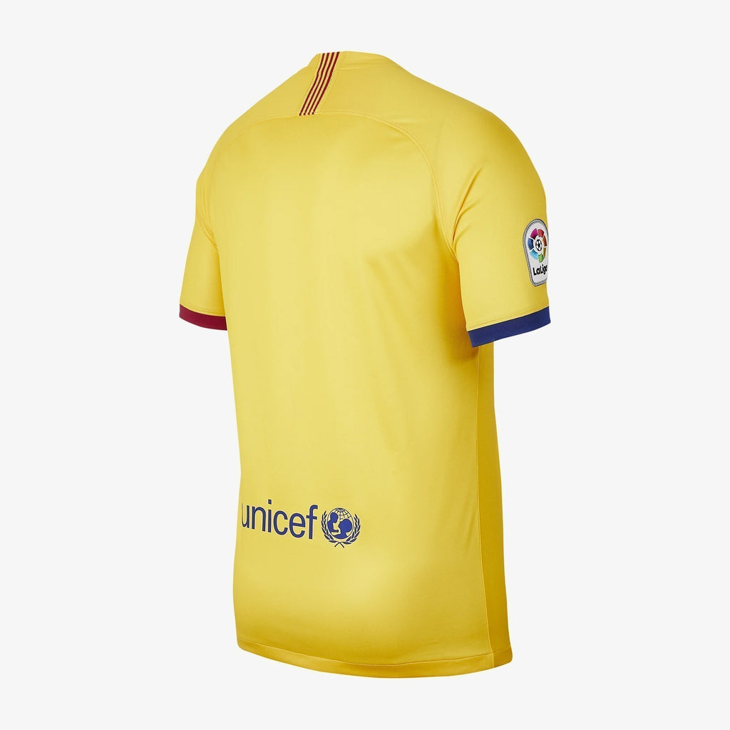 Men's FC Barcelona 19/20 Away Stadium Jersey - Varsity Maize - AJ5531-728-NIKE by Nike | Available at Niky's Sports