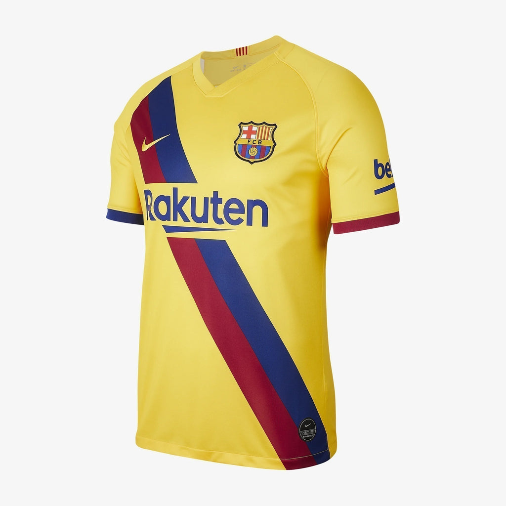 Men's FC Barcelona 19/20 Away Stadium Jersey - Varsity Maize - AJ5531-728-NIKE by Nike | Available at Niky's Sports