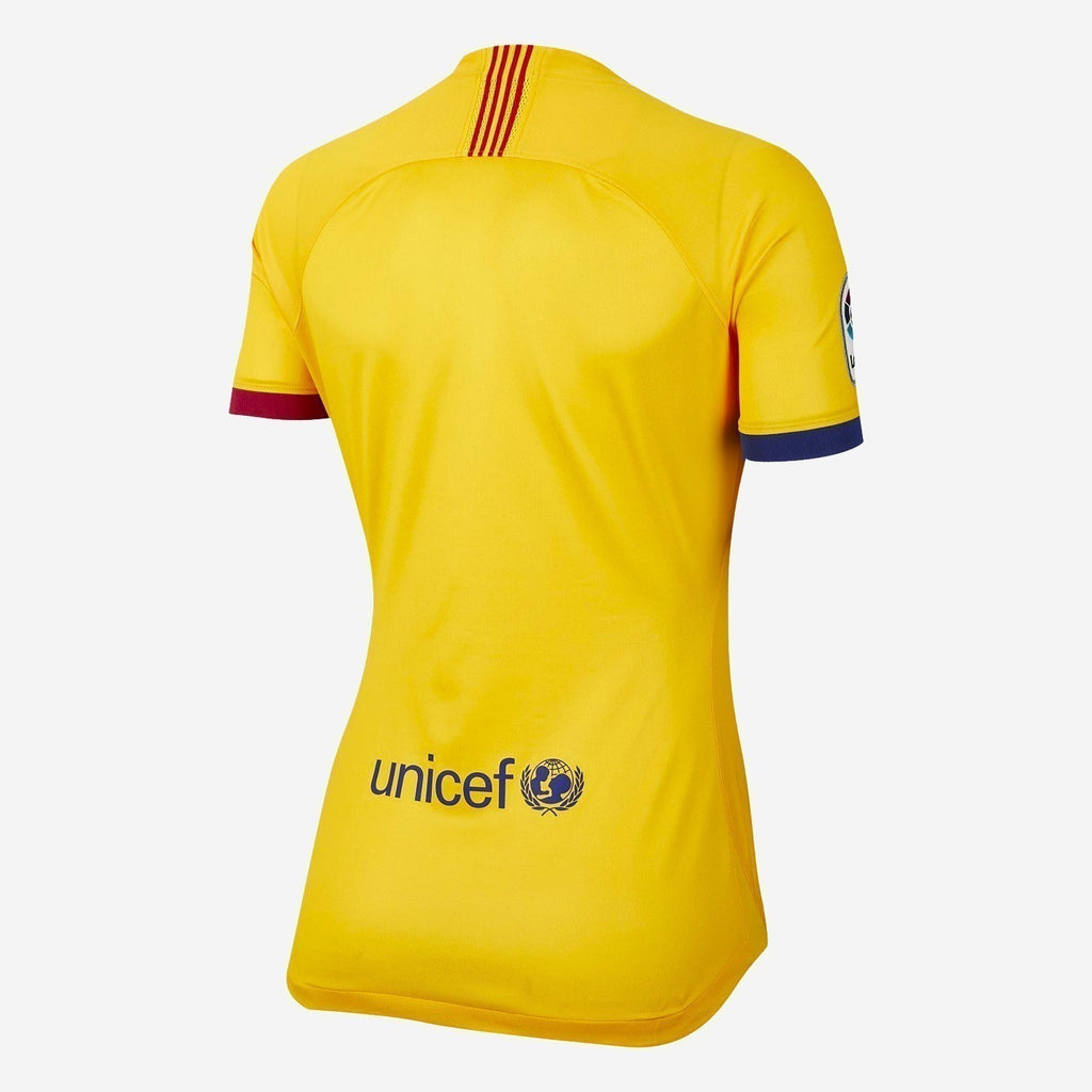 Women's FC Barcelona 19/20 Stadium Away Soccer Jersey - Varsity Maize - AJ5747-728-NIKE by Nike | Available at Niky's Sports