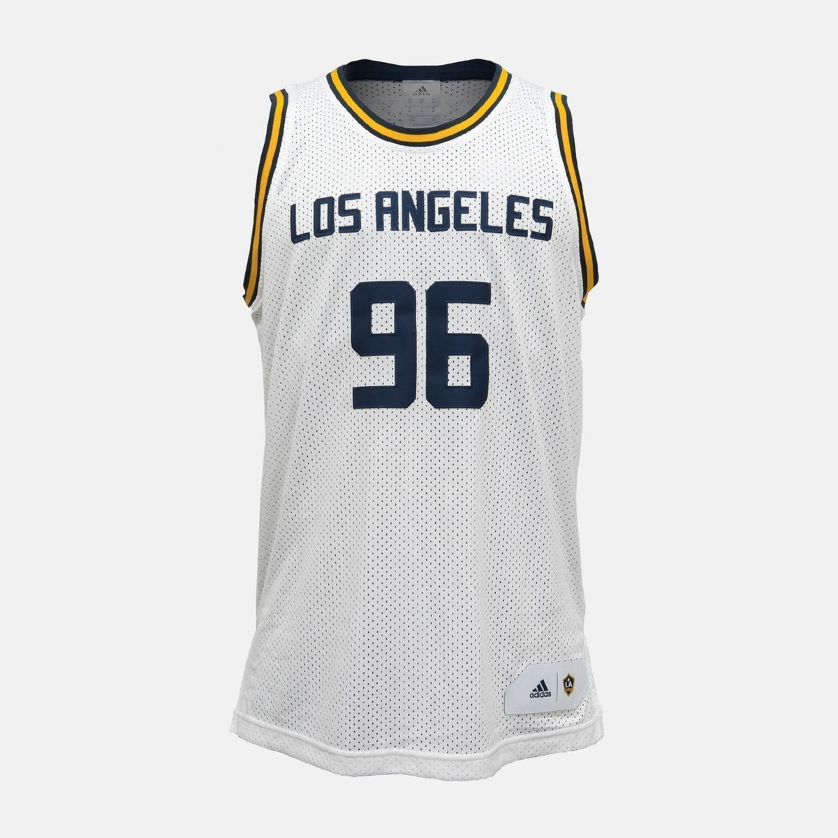 LA Galaxy Basketball Jersey - White/Blue/Yellow - 412JA-FG7LGAX-ADIDAS by Adidas | Available at Niky&#39;s Sports