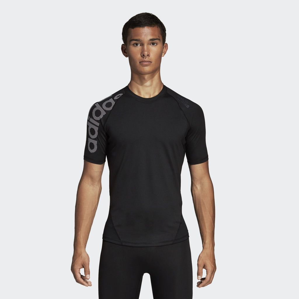Men's Training Alphaskin Bade of Sport T-Shirt - Black - DW4144-ADIDAS by Adidas | Available at Niky's Sports