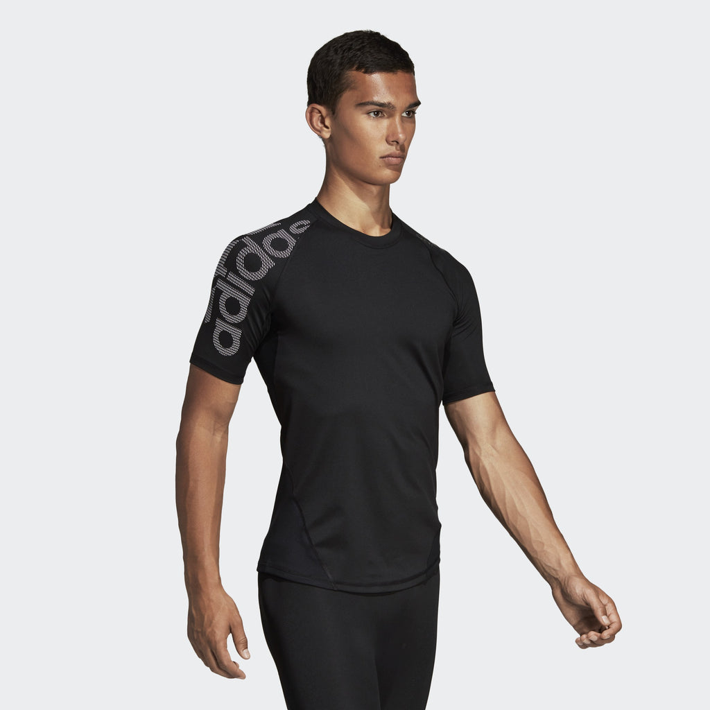 Men's Training Alphaskin Bade of Sport T-Shirt - Black - DW4144-ADIDAS by Adidas | Available at Niky's Sports