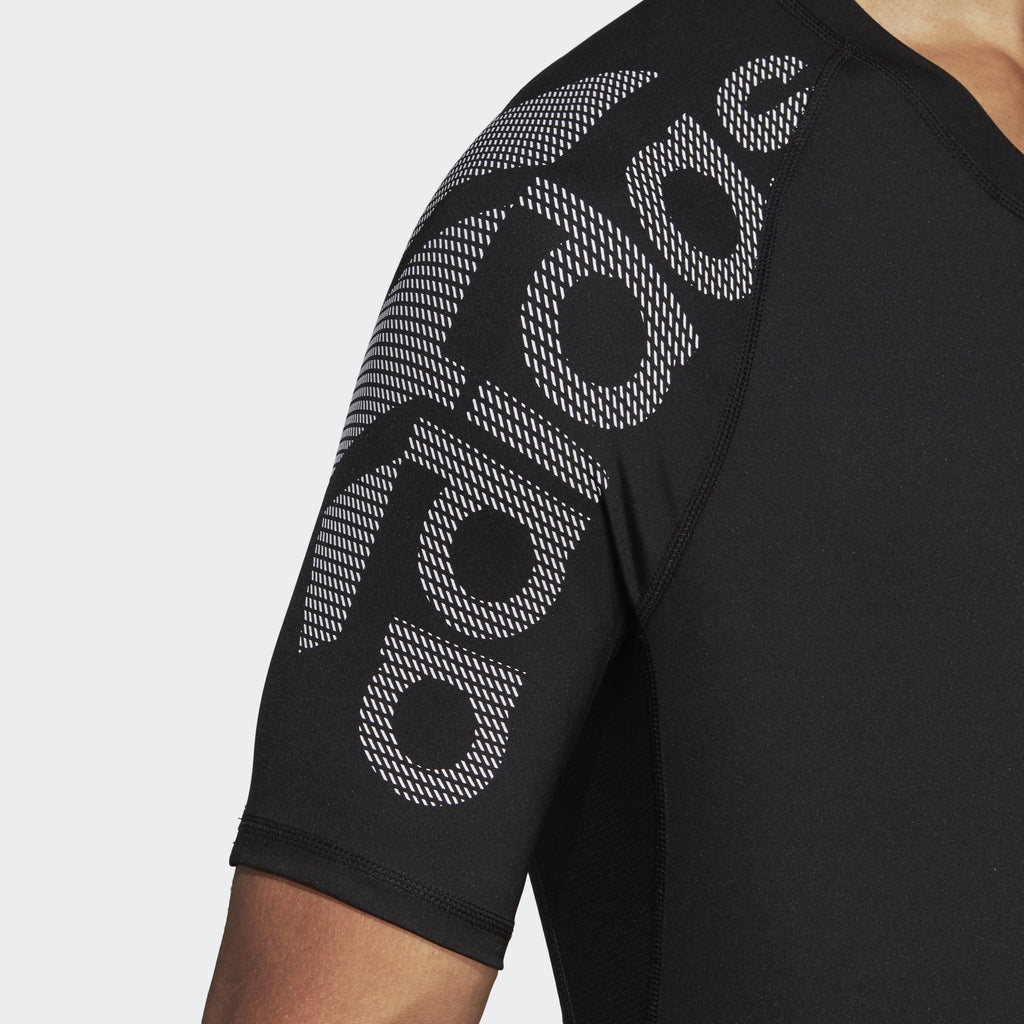 Men's Training Alphaskin Bade of Sport T-Shirt - Black - DW4144-ADIDAS by Adidas | Available at Niky's Sports