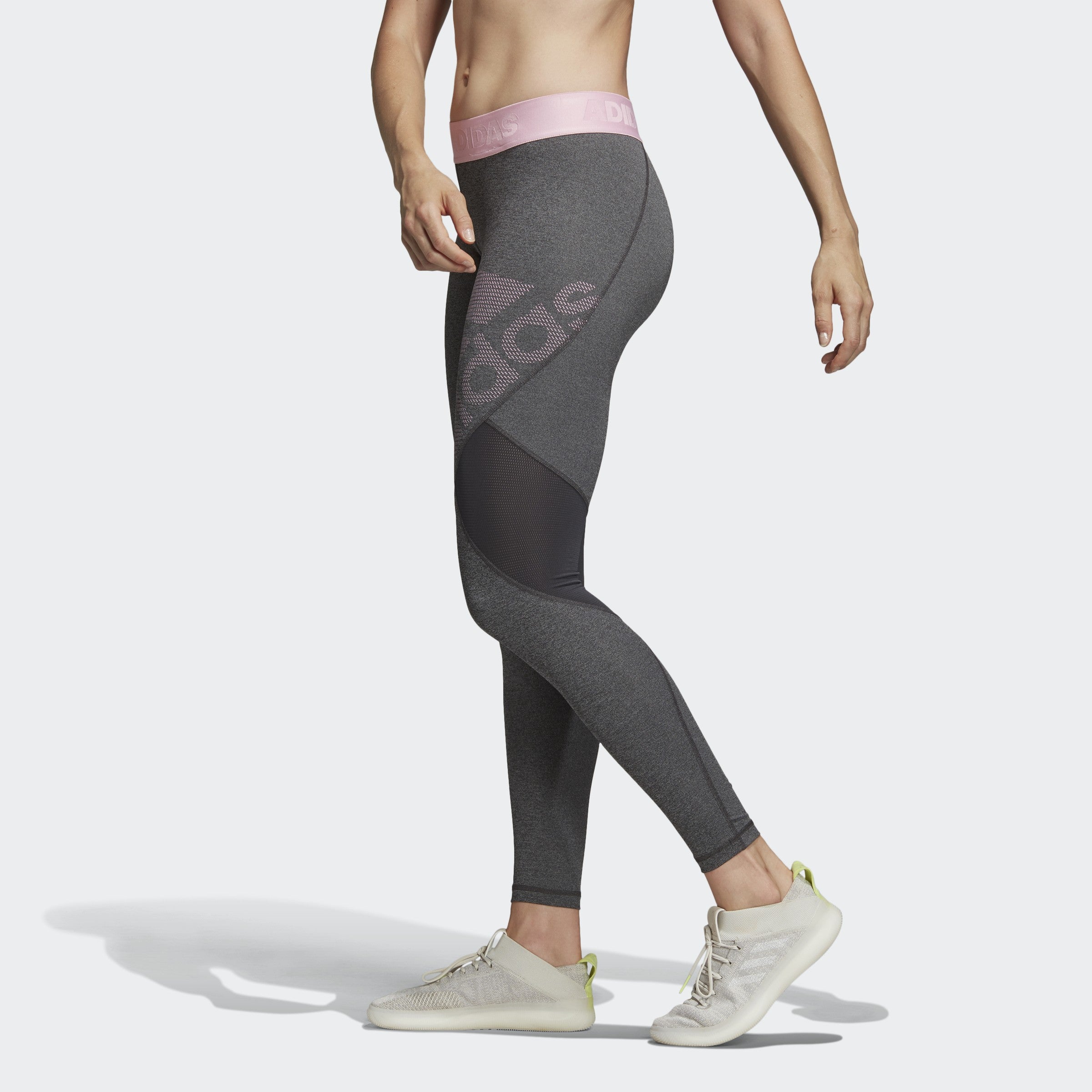 Women's Alphaskin Sport Training Leggings - Dark Grey Heather/True Pink - DT6214-ADIDAS by Adidas | Available at Niky's Sports