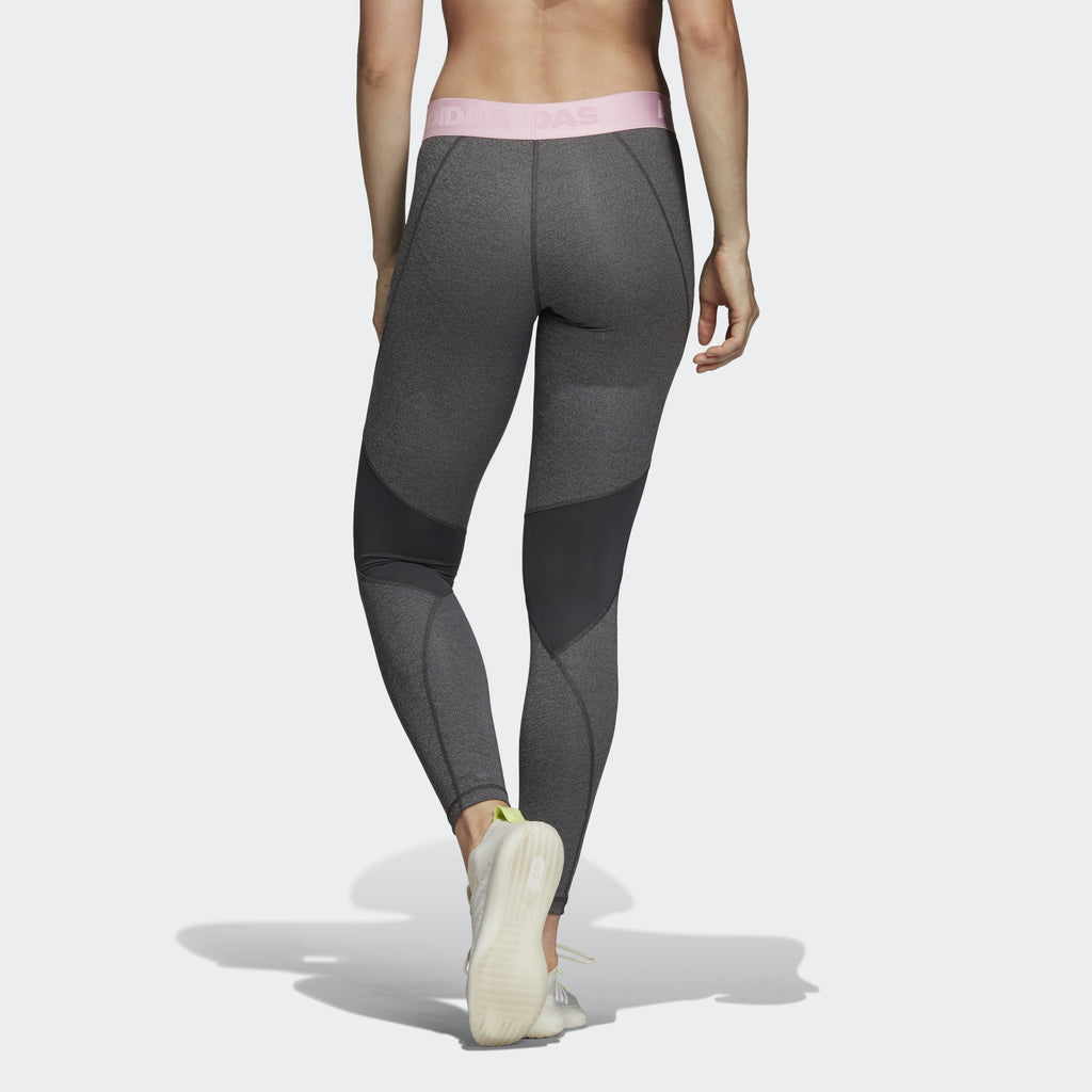 Women's Alphaskin Sport Training Leggings - Dark Grey Heather/True Pink - DT6214-ADIDAS by Adidas | Available at Niky's Sports