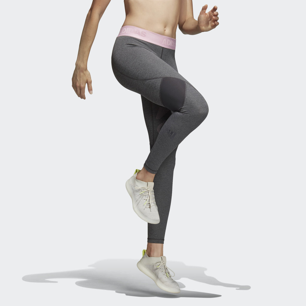 Women's Alphaskin Sport Training Leggings - Dark Grey Heather/True Pink - DT6214-ADIDAS by Adidas | Available at Niky's Sports