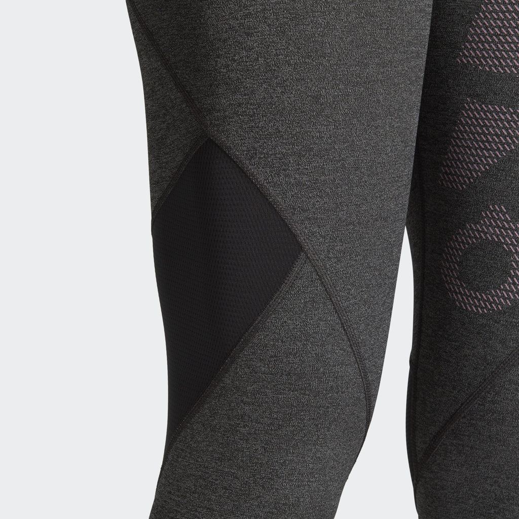 Women's Alphaskin Sport Training Leggings - Dark Grey Heather/True Pink - DT6214-ADIDAS by Adidas | Available at Niky's Sports