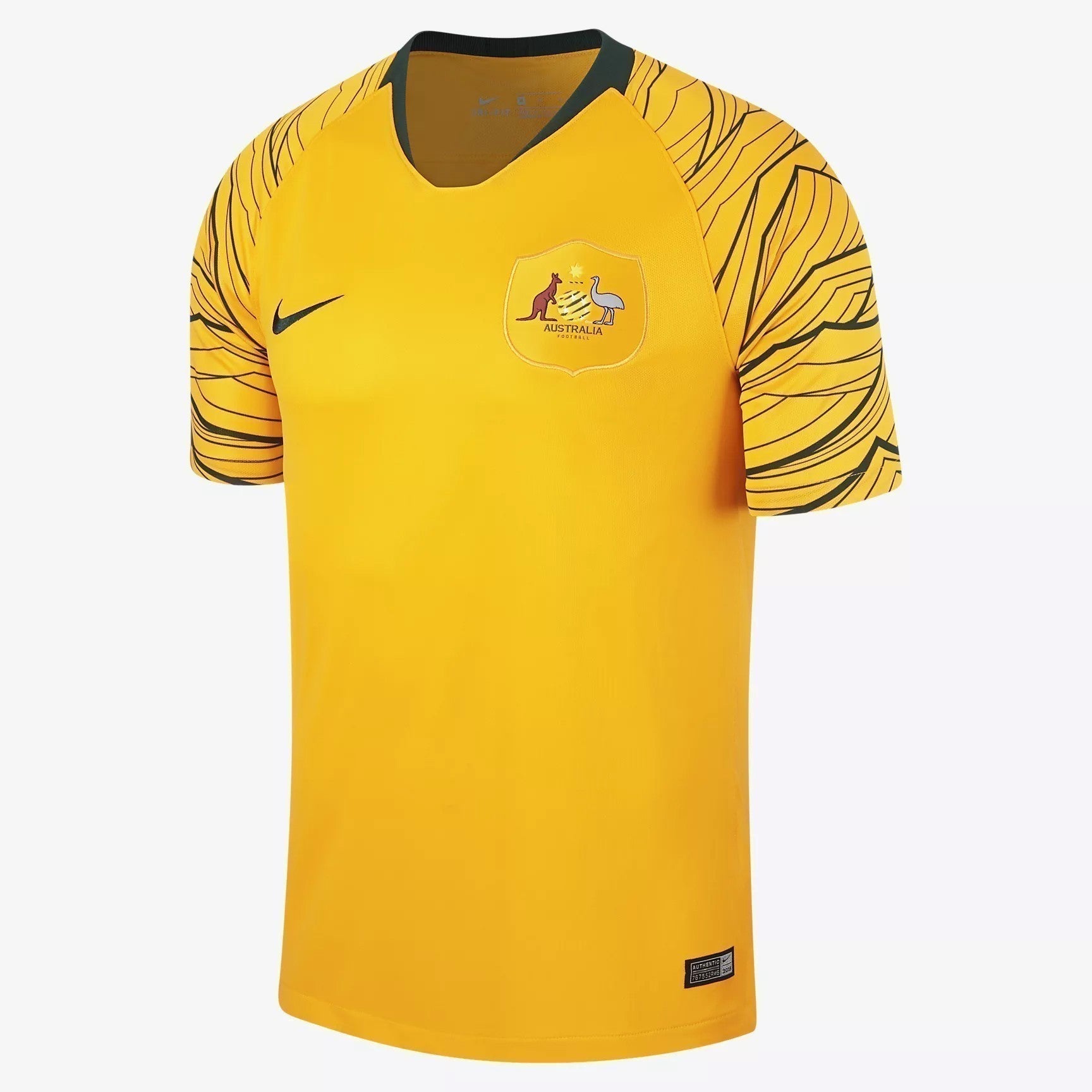 Men's Australia 2018 Home Soccer Jersey - University Gold/Pro Green - 893852-739-NIKE by Nike | Available at Niky's Sports