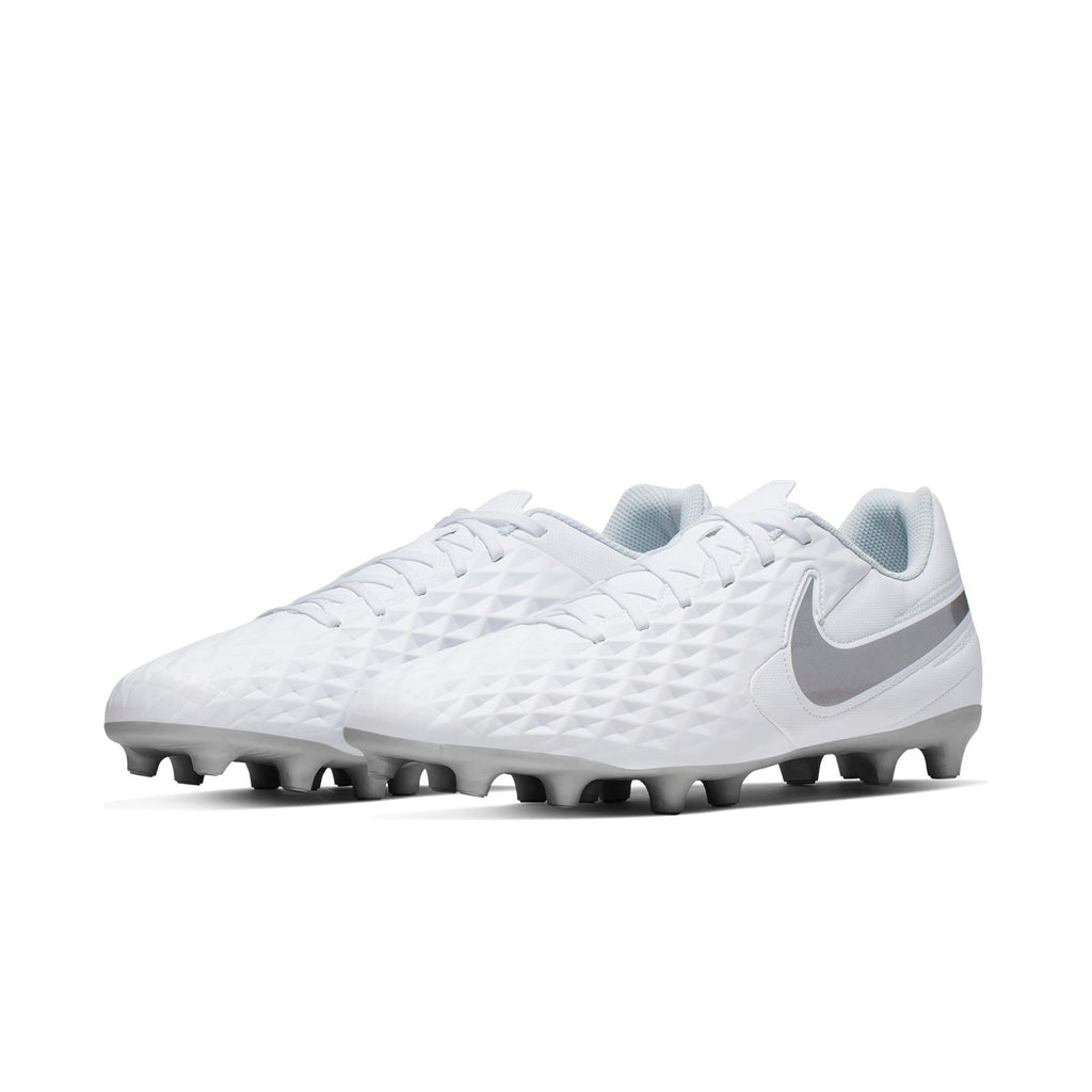 Tiempo Legend 8 Club FG/MG Cleats - White/Chrome/Pure Platinum - AT6107-100-NIKE by Nike | Available at Niky's Sports