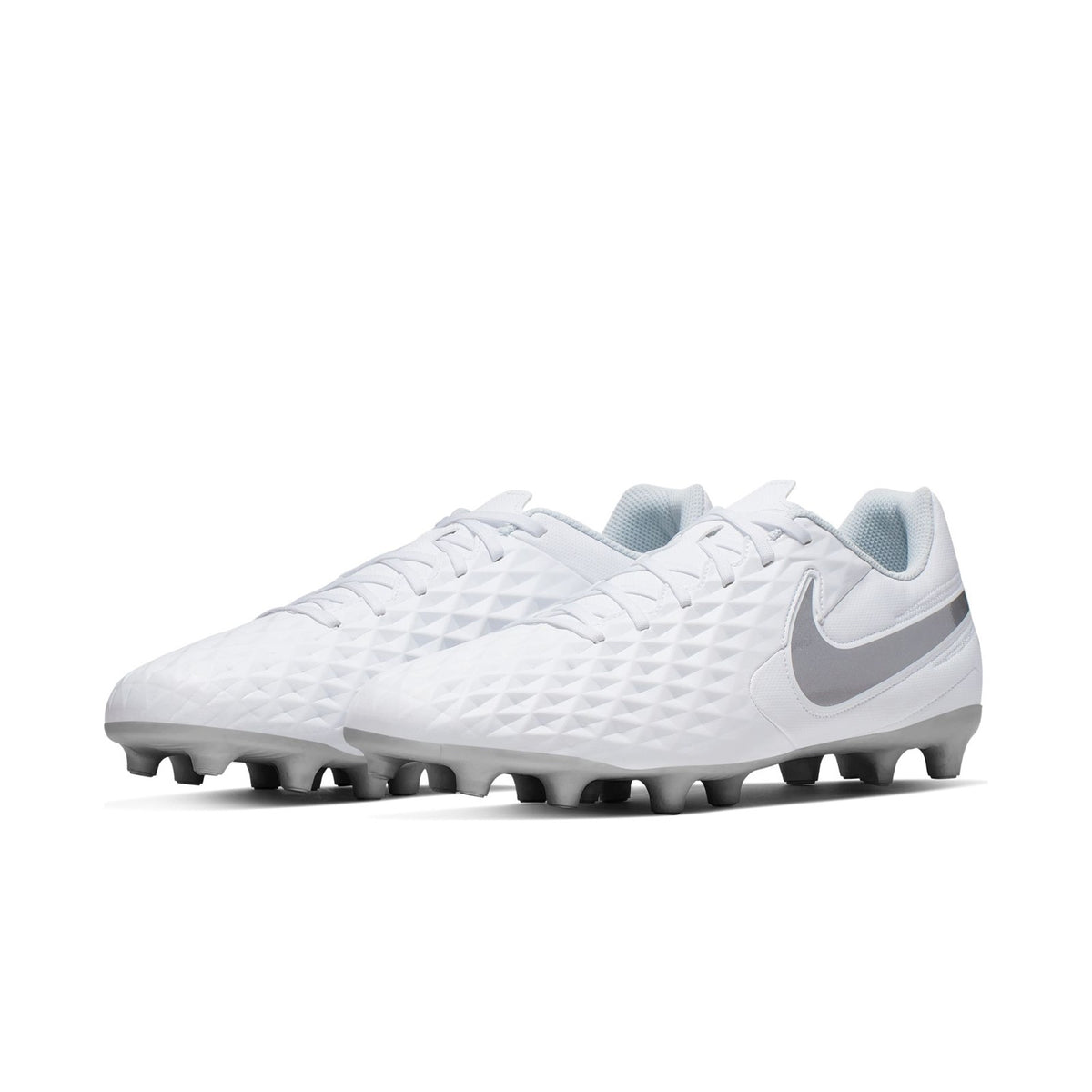 Tiempo Legend 8 Club FG/MG Cleats - White/Chrome/Pure Platinum - AT6107-100-NIKE by Nike | Available at Niky's Sports