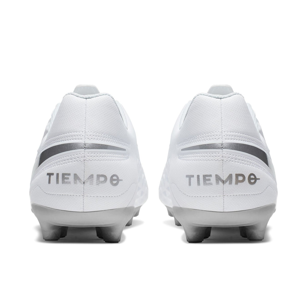 Tiempo Legend 8 Club FG/MG Cleats - White/Chrome/Pure Platinum - AT6107-100-NIKE by Nike | Available at Niky's Sports