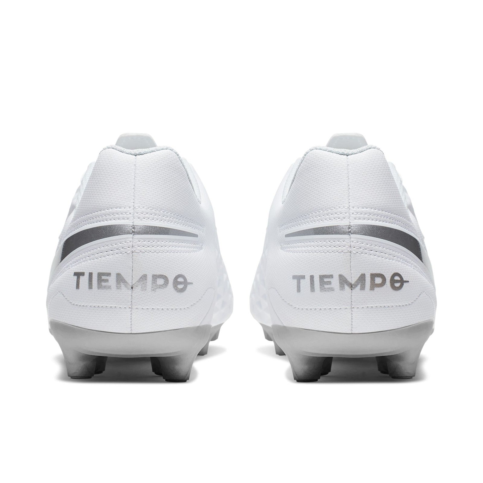 Tiempo Legend 8 Club FG/MG Cleats - White/Chrome/Pure Platinum - AT6107-100-NIKE by Nike | Available at Niky's Sports